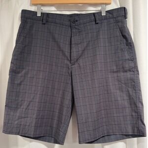 Nike Golf Dri-FIT Mens Grey Plaid Flat Front Performance Shorts Size 36